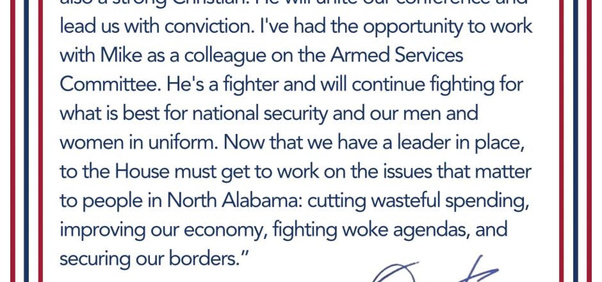 Strong Supports Mike Johnson
