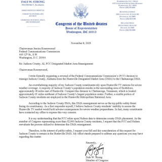 FCC letter sent by Congressman Strong